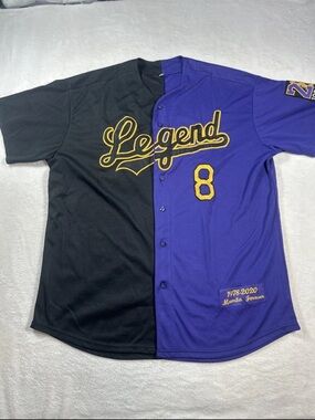 Legend Split Black and Purple Baseball Jersey with Gold Accents 6x